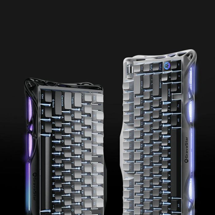 Клавіатура механічна GravaStar Mercury K1 80keys, GravaStar x Kailh Cheery Pink, EN/UKR, BT/WL/USB, чорний