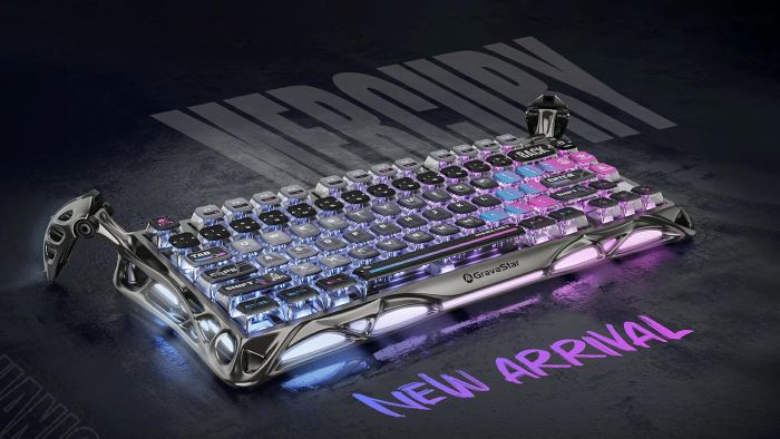 Клавиатура механическая GravaStar Mercury K1 Pro 80keys, GravaStar x Kailh Speedy Mint, BT/WL/USB, cyberpunk