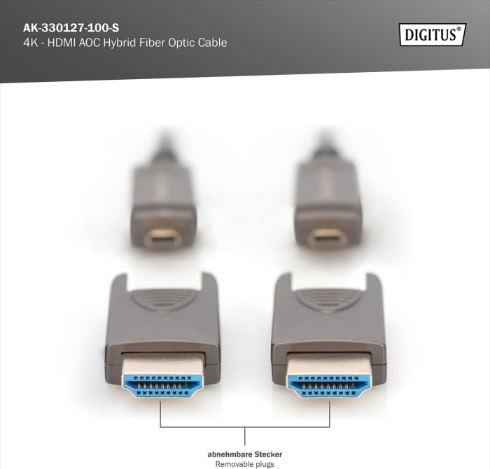 Кабель DIGITUS HDMI (M/M), 4K, AOC, 10м, чорний