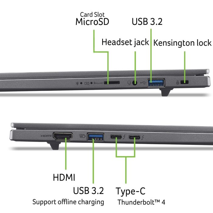 Acer Notebook Aspire 16 A16-52M 16" WUXGA+ OLED, Intel U7-258V, 32GB, F1TB, UMA, Lin, gray
