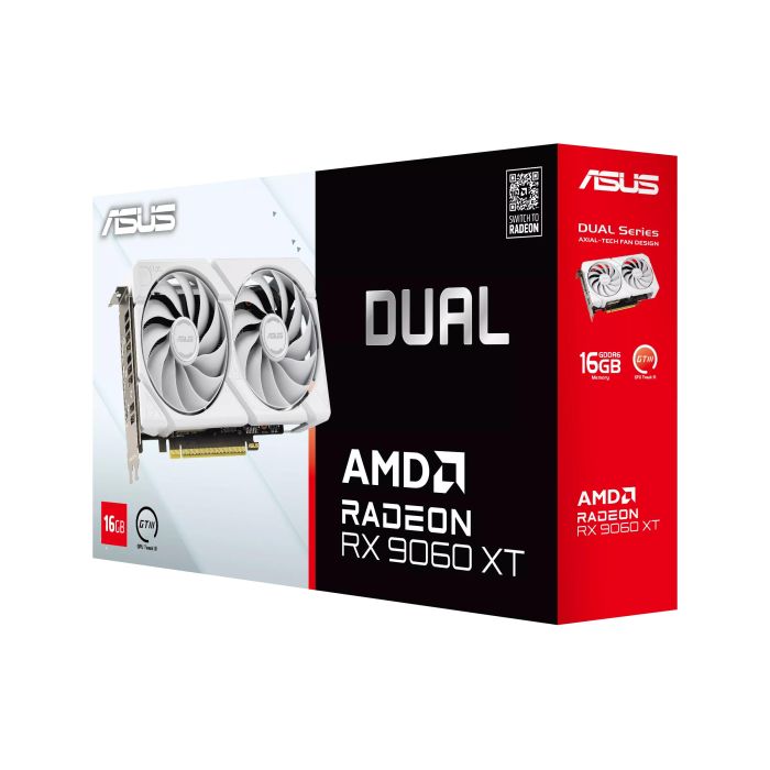 Видеокарта ASUS Radeon RX 9060 XT 16GB GDDR6 OC DUAL-RX9060XT-16G-WHITE белый