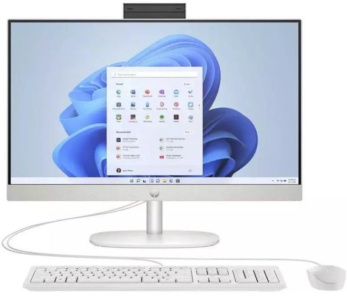 Комп'ютер персональний моноблок HP All-in-One 23.8" FHD IPS AG, AMD R5-340 AI, 16GB, F512GB, UMA, WiFi, кл+м, Win11, білий