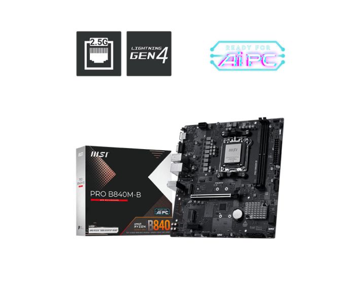 MSI Motherboard PRO B840M-B sAM5 B840 2xDDR5 M.2 HDMI DSub mATX