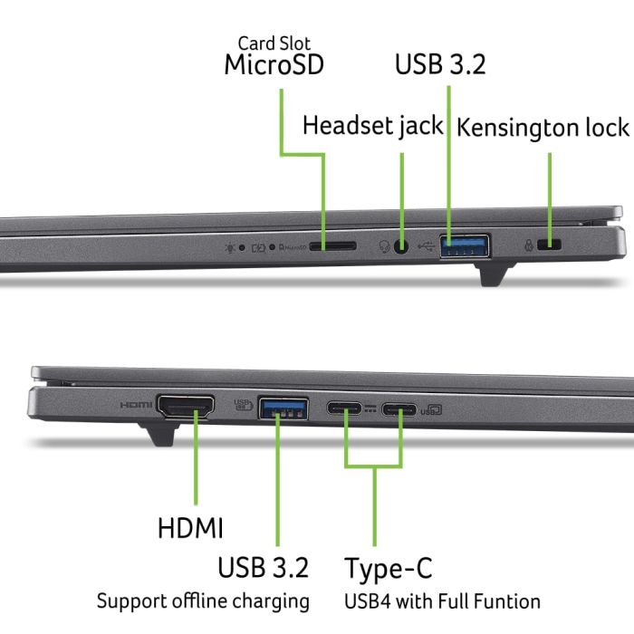 Ноутбук Acer Aspire 16 A16-61M 16" WUXGA+ OLED, AMD R5-340, 32GB, F1TB, UMA, Lin, серый