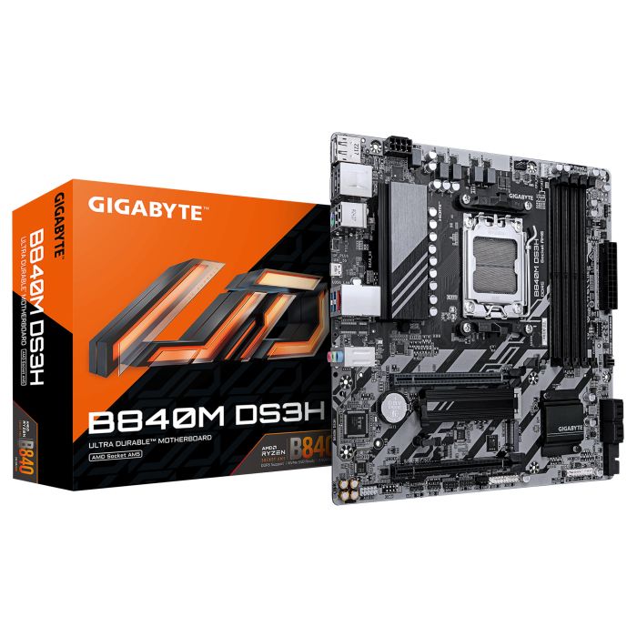 Материнская плата GIGABYTE B840M DS3H sAM5 B840 4xDDR5 M.2 HDMI DP mATX