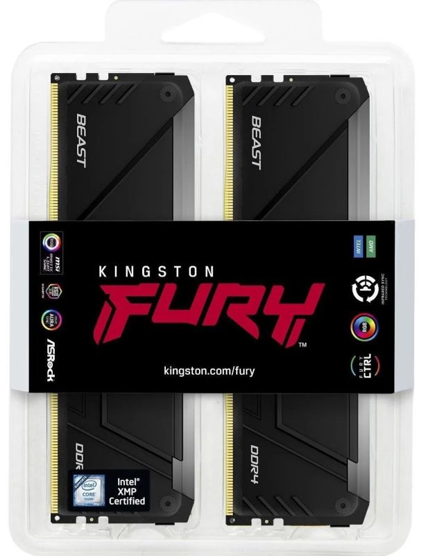Пам'ять ПК Kingston DDR4 16GB KIT (8GBx2) 3200 FURY Beast RGB