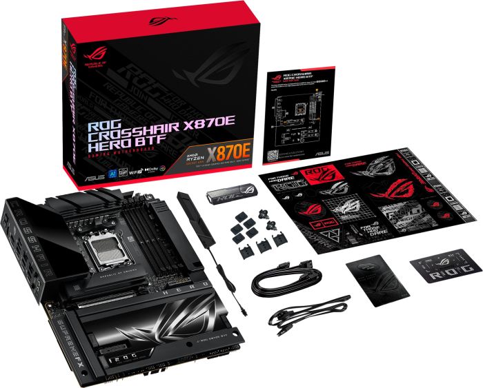 Материнcкая плата ASUS ROG CROSSHAIR X870E HERO BTF sAM5 X870E 4xDDR5 M.2 HDMI WiFi BT ATX скрытое подключение разъемов