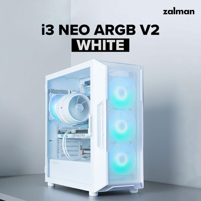 Корпус Zalman I3 Neo ARGB V2 без БП, 2xUSB3.0, 1x Type C, 4x120мм, ARGB, VGA 355мм, LCS ready, TG Side Panel, ATX, белый