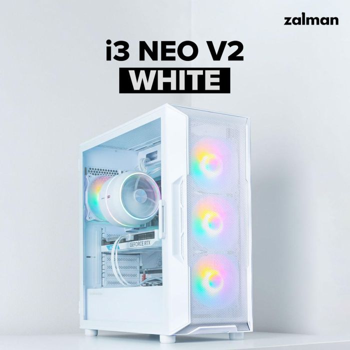 Корпус Zalman I3 Neo V2 без БП 2xUSB3.0, 1x Type C, 4x120мм RGB, VGA 400мм, LCS ready, TG Side Panel, ATX, белый