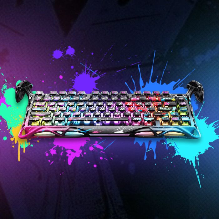Клавиатура механическая GravaStar Mercury V75 Pro 80keys, Magnetic Jade Gaming, 8K, USB-A, RGB, Neon Graffiti
