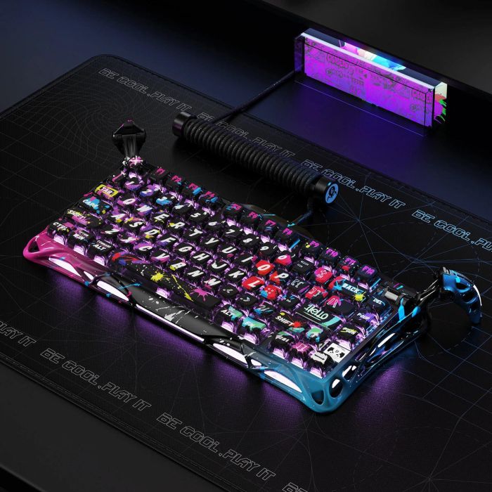 Клавиатура механическая GravaStar Mercury V75 Pro 80keys, Magnetic Jade Gaming, 8K, USB-A, RGB, Neon Graffiti