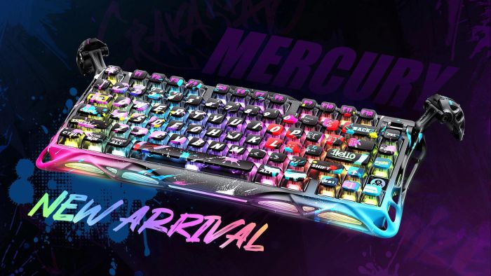 Клавиатура механическая GravaStar Mercury V75 Pro 80keys, Magnetic Jade Gaming, 8K, USB-A, RGB, Neon Graffiti