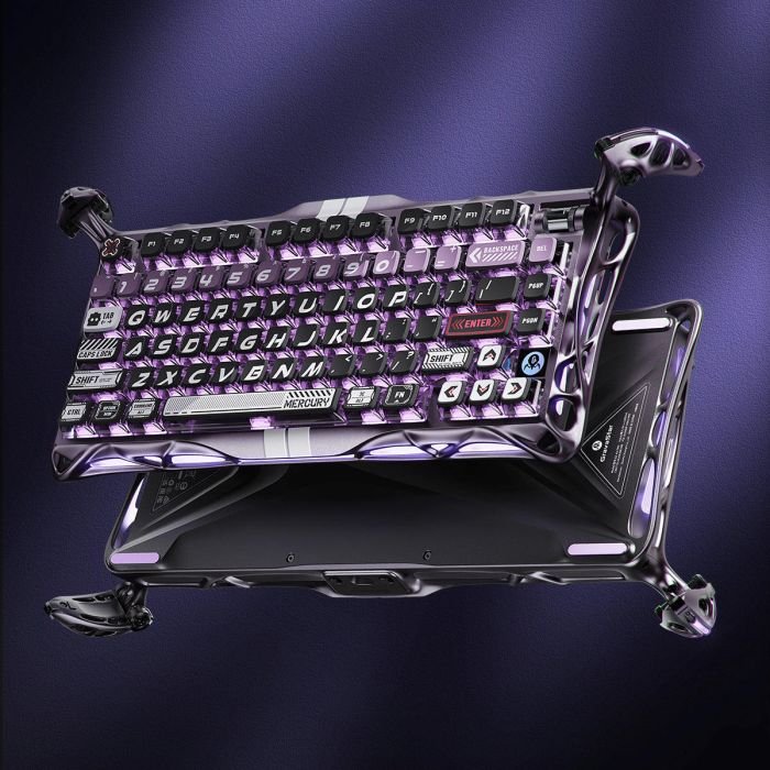 Клавиатура механическая GravaStar Mercury V75 Pro 80keys, Magnetic Jade Gaming, 8K, USB-A, RGB, Iron Purple