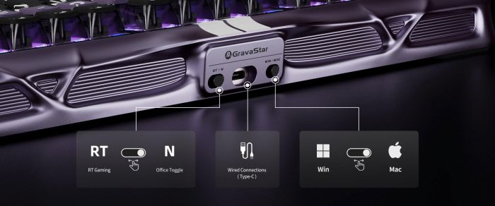 Клавиатура механическая GravaStar Mercury V75 Pro 80keys, Magnetic Jade Gaming, 8K, USB-A, RGB, Iron Purple