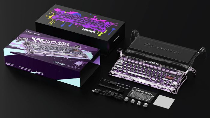 Клавиатура механическая GravaStar Mercury V75 Pro 80keys, Magnetic Jade Gaming, 8K, USB-A, RGB, Iron Purple