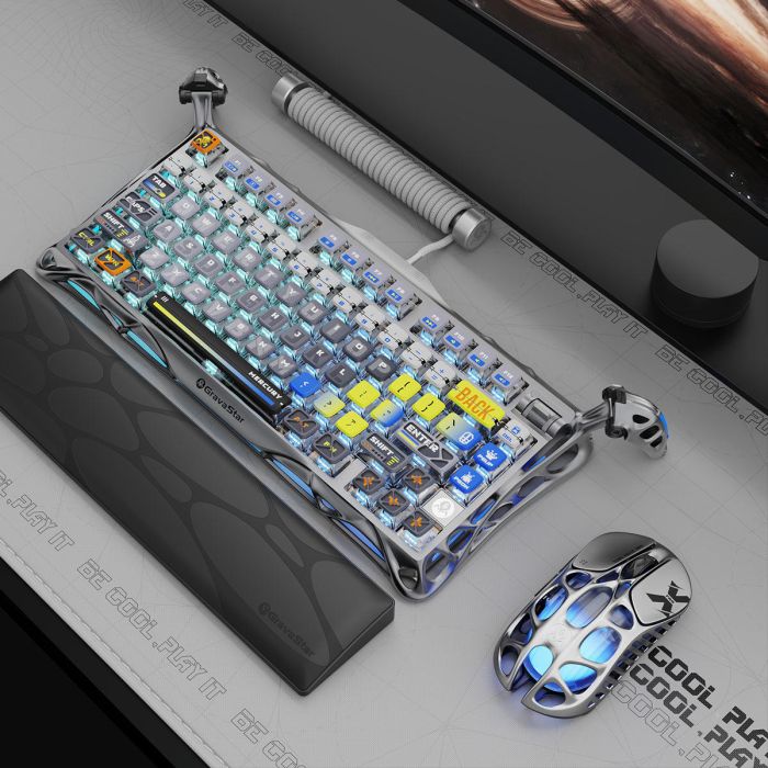 Клавиатура механическая GravaStar Mercury K1 Pro 80keys, GravaStar x Kailh Speedy Mint, BT/WL/USB, Interstellar Silver