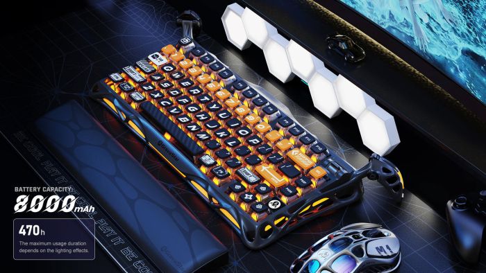 Клавиатура механическая GravaStar Mercury K1 Pro 80keys, GravaStar x Kailh Speedy Mint, BT/WL/USB, CyberFlare