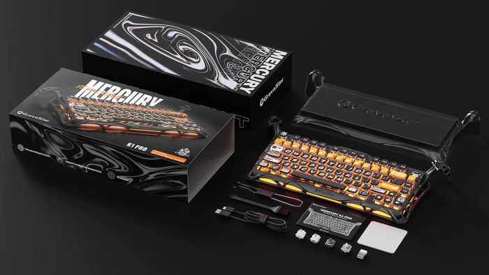 Клавиатура механическая GravaStar Mercury K1 Pro 80keys, GravaStar x Kailh Speedy Mint, BT/WL/USB, CyberFlare