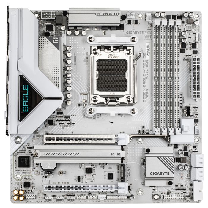 GIGABYTE Motherboard B850M EAGLE WF6E ICE sAM5 B850 4xDDR5 M.2 Wi-Fi BT HDMI DP mATX