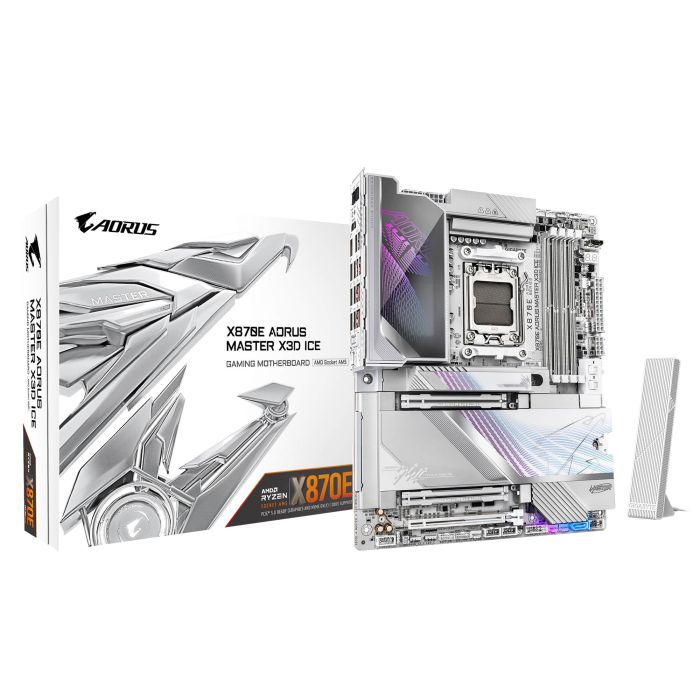 Материнська плата GIGABYTE X870E A MASTER X3D ICE sAM5 X870 4xDDR5 M.2 Wi-Fi BT HDMI DP ATX