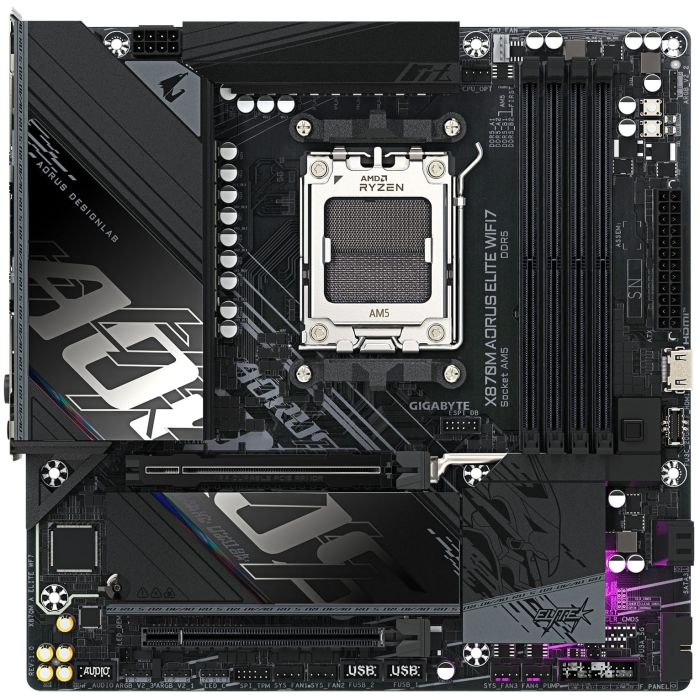 GIGABYTE Motherboard X870M A ELITE WF7 sAM5 X870 4xDDR5 M.2 Wi-Fi BT HDMI DP mATX