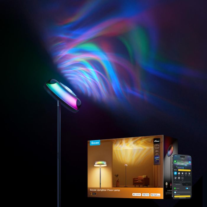 Govee H60B0 Uplighter Floor Lamp, 1000Lm, RGBWW+RGBIC+WW, WI-FI/Bluetooth, чорний