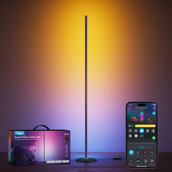 Торшер умный Govee H8076 Govee Floor Lamp lite, 1000Lm, RGBWW+RGBIC+WW, WI-FI/Bluetooth, чорний