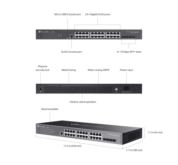 Комутатор TP-LINK  24xGE, 4xSFP+, Керований L2 TP-Link SG3428X