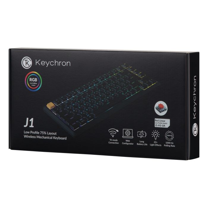 Клавиатура механическая Keychron J1 82Key, K pro Red, WL/BT/USB-A, QMK, Hot-swap, EN/UKR, RGB, черный