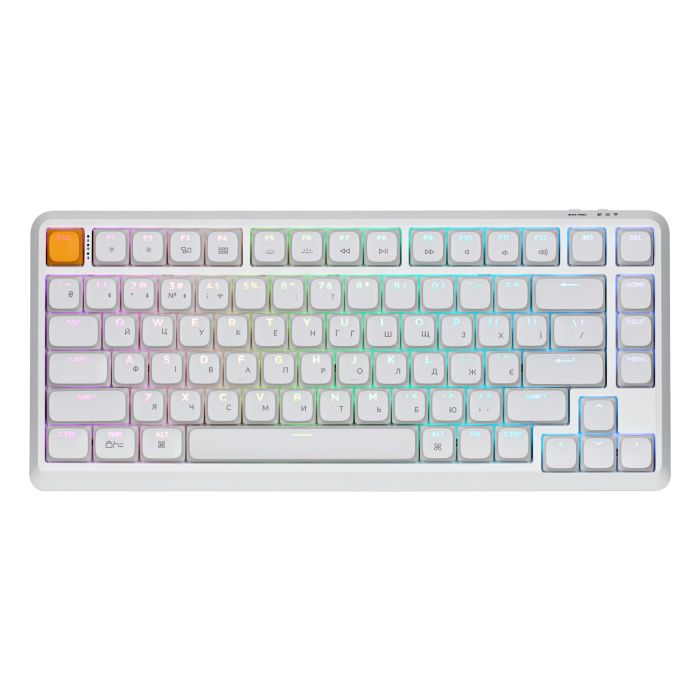 Клавіатура механічна Keychron J1 82Key, K pro Banana, WL/BT/USB-A, QMK, Hot-swap, EN/UKR, RGB, білий