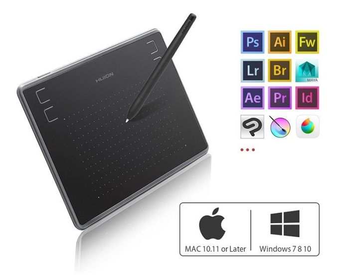Graphical tablet 4.8"x3" , microUSB, black Huion H430P