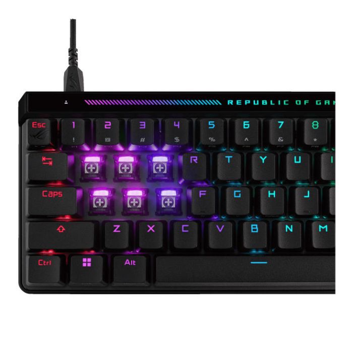 ASUS Keyboard mechanical ROG Falchion Ace HFX, 68key, HFX Magnetic Switches, USB-A, EN/UK, RGB, black