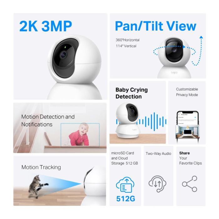 IP-Камера TP-LINK Tapo C210P2 3MP N300 microSD motion detection