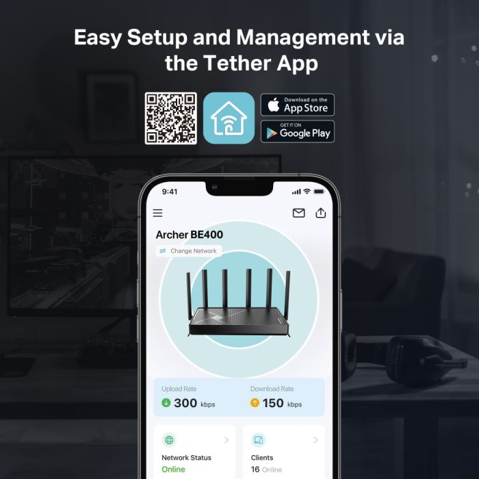 TP-LINK Router Archer BE400 BE6500, 3xGE LAN, 1x2.5GE LAN, 1x2.5GE WAN, 1xUSB3.0 MESH