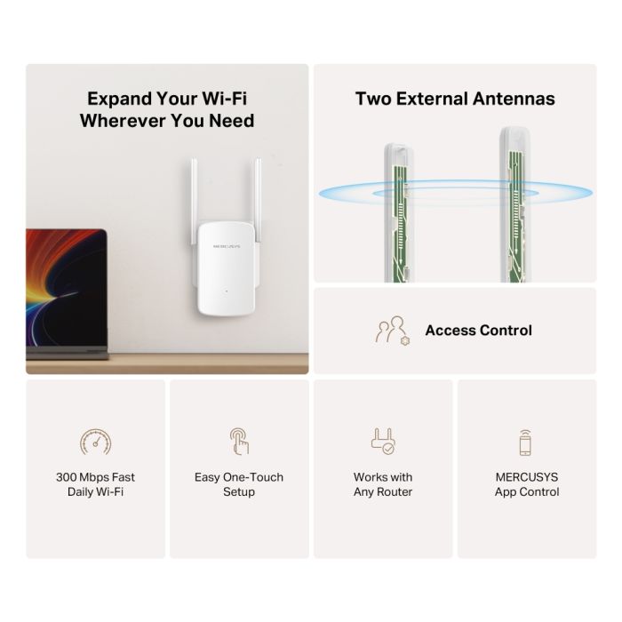 Расширитель покрытия WiFi MERCUSYS  N300 Mercusys ME12