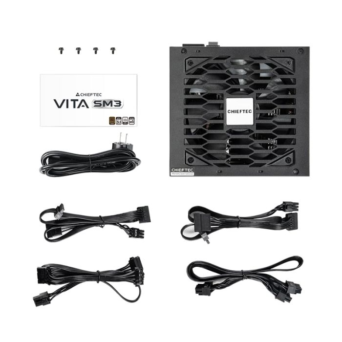 CHIEFTEC PSU Vita SM3  (850W), >85%, 80+ Bronze, 120mm, 1xMB 24pin(20+4), 2xCPU 8pin(4+4), 3xMolex, 6xSATA, 4xPCIe 8pin(6+2), 1xPCIe GEN5 16pin, Modular