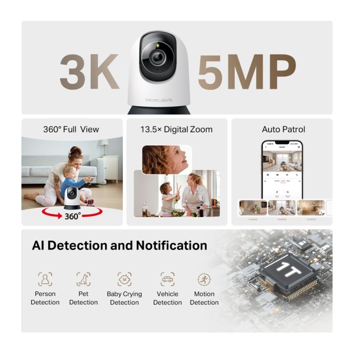 IP-Камера MERCUSYS  5MP N300 microSD motion detection. AI Mercusys MC230
