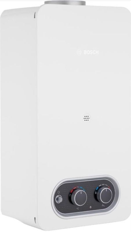 Газова колонка Bosch Therm 4000-T4004 10 л/хв 17.4 кВт регулювання потужності розпалювання від батарейок білий