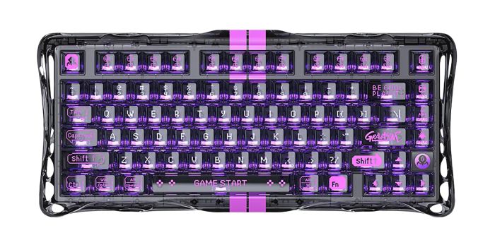 Клавиатура механическая GravaStar Mercury V75 Lite 80keys, Magnetic Blackcore, USB-A, RGB, Transparent Black