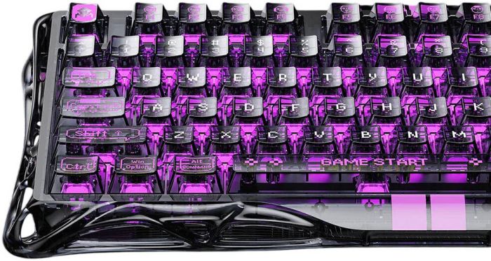 Клавиатура механическая GravaStar Mercury V75 Lite 80keys, Magnetic Blackcore, USB-A, RGB, Transparent Black