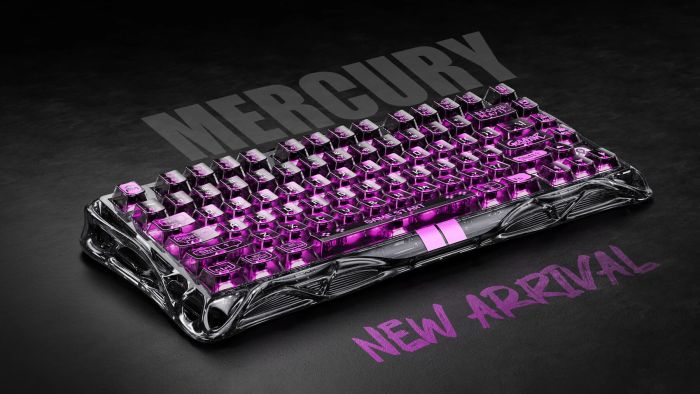 Клавиатура механическая GravaStar Mercury V75 Lite 80keys, Magnetic Blackcore, USB-A, RGB, Transparent Black