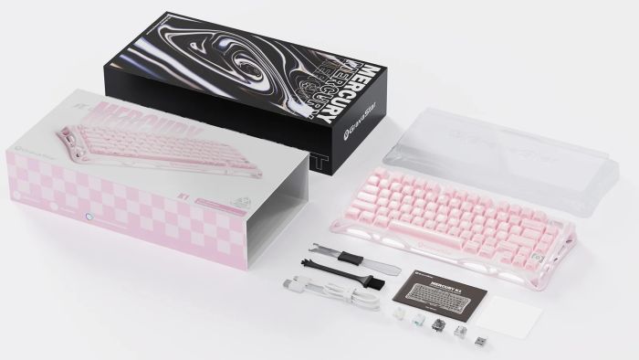 Клавіатура механічна GravaStar Mercury K1 80keys, GravaStar x Kailh Cheery Pink, EN, BT/WL/USB, Sakura Pink