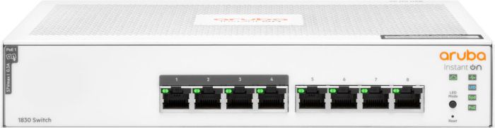 Коммутатор HPE Aruba Instant On 1830, 8xGE ports, PoE Class 4 65W (ports 1-4), LT Warranty