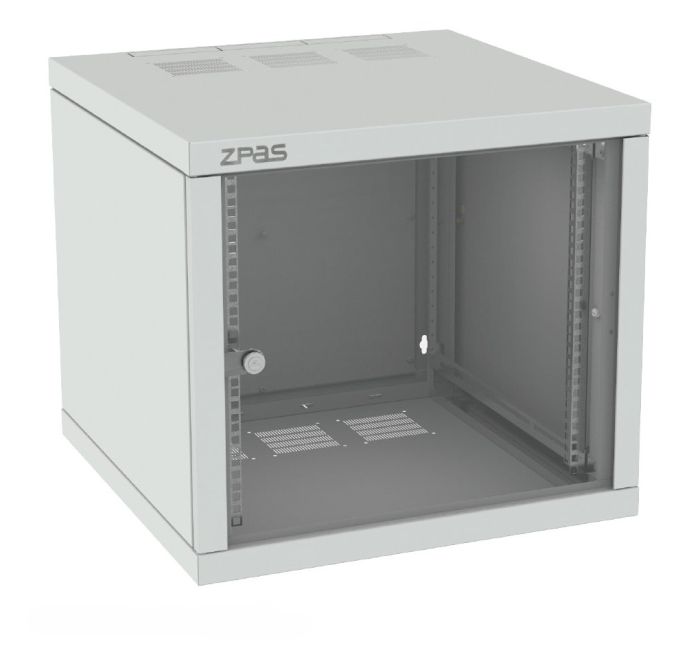 Шкаф ZPAS 19", 10U, Z-BOX, со сменными боковыми стенками, 600х600 мм, максимально 100кг, серый