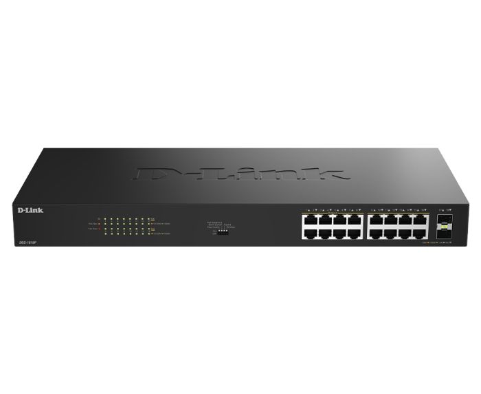 Комутатор    16x1GE PoE+, 240Вт, 30Вт/порт, Некерований D-Link DGS-1018P