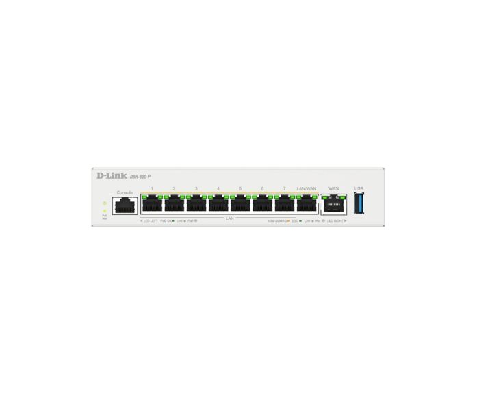 Мультисервисный Маршрутизатор  , 7x2.5GE LAN PoE, 1x2.5GE LAN/WAN PoE, 1x2.5GE WAN, 1xUSB 3.0, 120Вт D-Link DBR-600-P