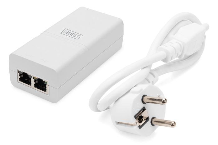 PoE-Інжектор DIGITUS PoE+ 802.3at, 10/100/1000 Mbps, Output max. 48V, 30W, білий