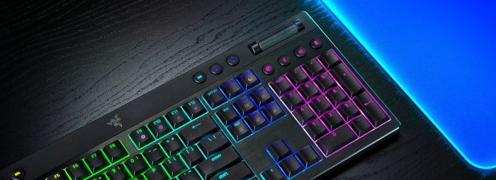 Клавіатура механічна BlackWidow V4 Low-profile HyperSpeed, 104key, Green Switch, USB-A/WL/BT, EN, RGB, чорний