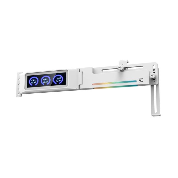 Держатель VGA с дисплеем Zalman ZM-VS3 DS,  5V 3Pin ARGB, USB 9Pin ARGB, белый