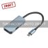 Хаб 2E USB-С > USB-A 3.0/USB-C PD/HDMI, 0.14м, сірий